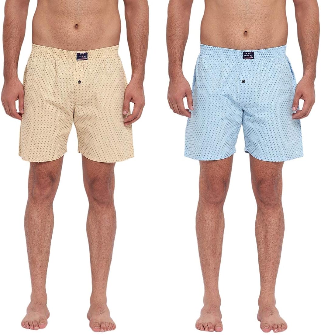 Buy FTX Men's Printed Woven Cotton Shorts Pack of 2 (5083_5085) at