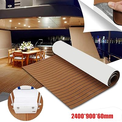 YCSPORT 94.5 inches&times; 35.4 inches EVA Faux Teak Non-Slip Marine Sheet Boat Yacht Flooring Synthetic Mat Decking Pad