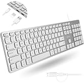 Macally Wired Keyboard for Mac with USB Hub (2X USB-A / 1x USB-C) - Compatible Backlit Apple Keyboard with Dual Interface - Auto OS Detection for Mac, MacBook, iMac, PC, Android, iPad, iOS - Silver