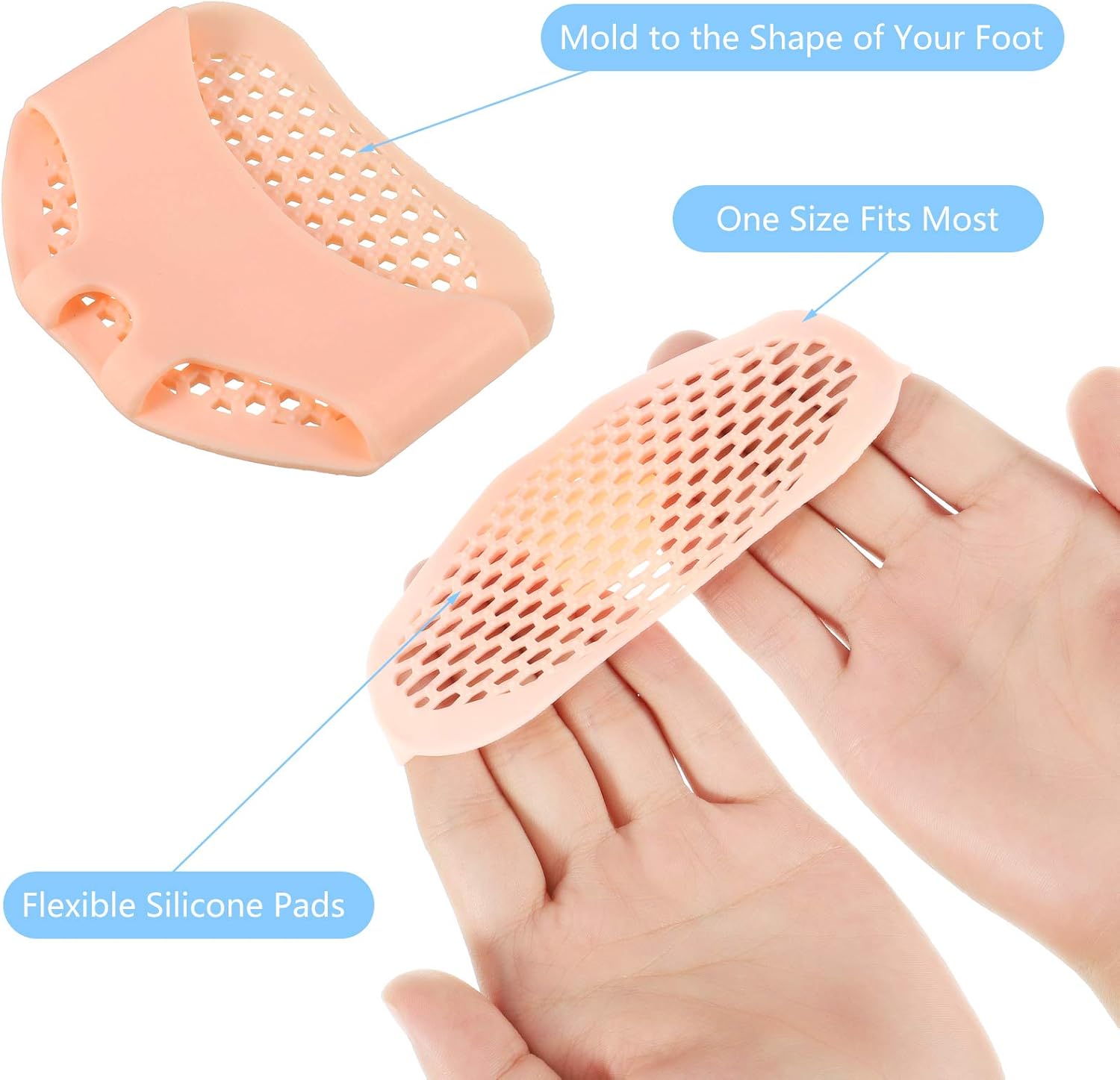 Hippie Soul 12 Pairs Ball of Foot Cushions Silicone Metatarsal Pads Honeycomb Forefoot Pad Soft Gel Foot Cushion for Reducing Forefoot Pain Callus Blisters: Health & Personal Care