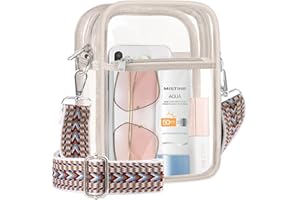 FINGUOLA Clear Bag Stadium Approved, Clear Crossbody Purse Bag with Adjustable Shoulder Strap for Concerts Sports Festivals