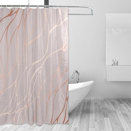 Cpyang Rose Gold Marble Polyester Fabric Shower Curtains