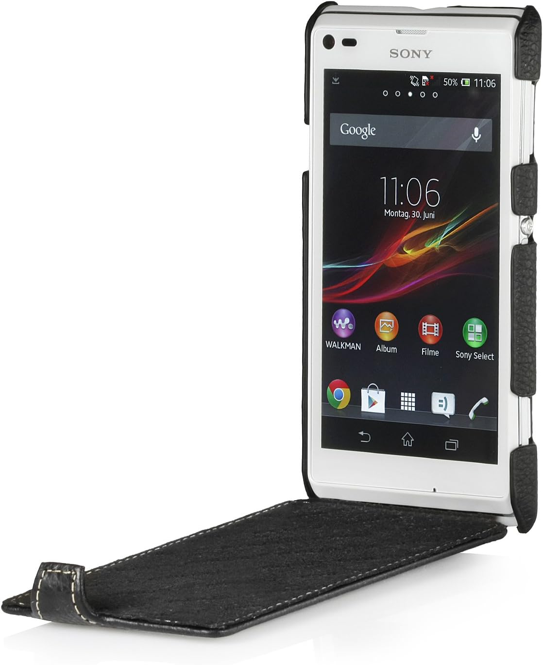 StilGut Exclusive UltraSlim Leather Case for Sony Xperia L Black - Image 3