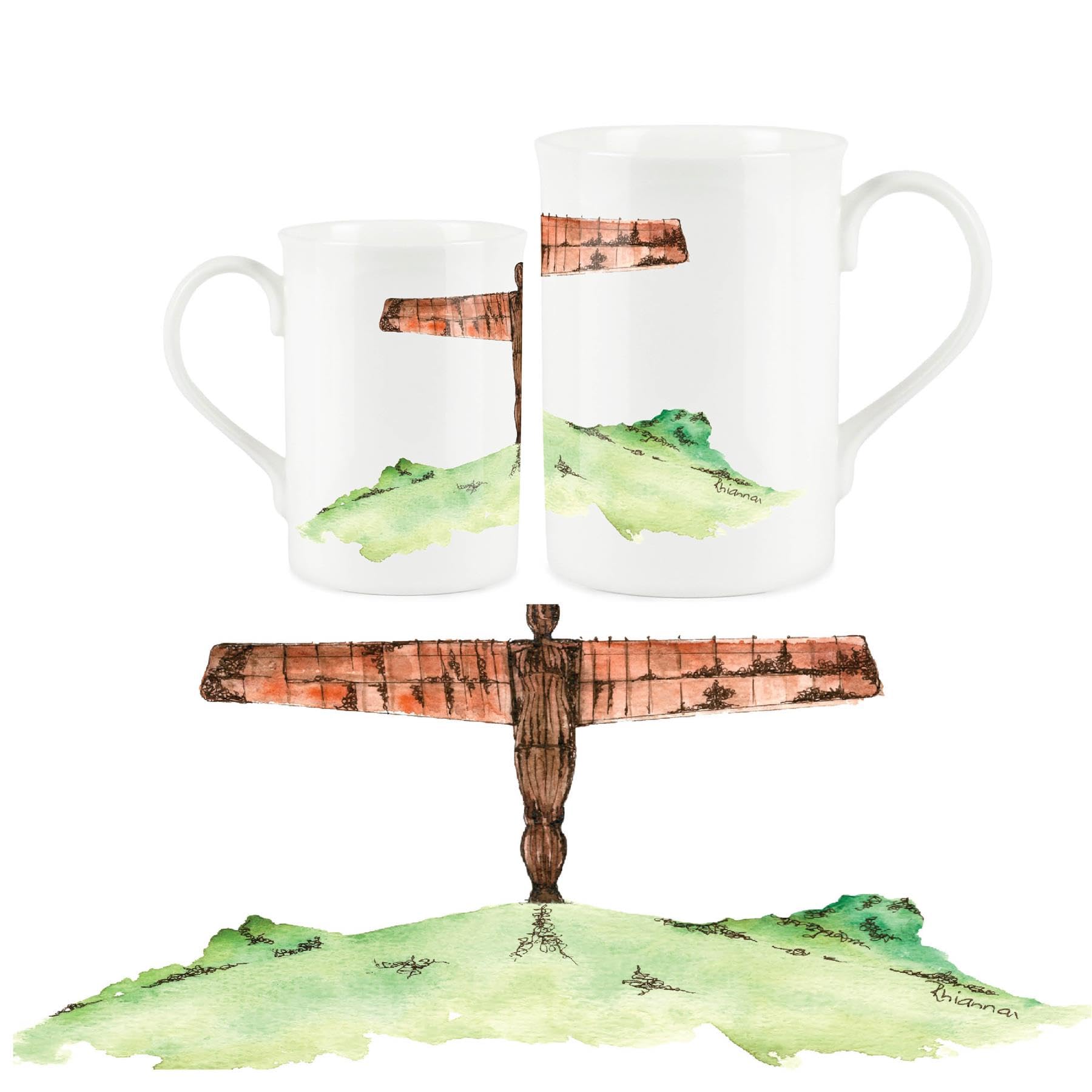 Purely Home British Landscapes Range - Angel of The North Design Mug by Rhiannon Chauncey - Fine Bone China Mug Coffee/Tea Gift