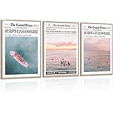 ZPJLRFC 3Pcs Coastal Surf Canvas Wall Art Summer Preppy Cowgirl Posters Artwork Salt Water Heals Everything Painting Pictures Wall Decor for Girly Room Dorm Bedroom Home Decoration 12x16In Unframed