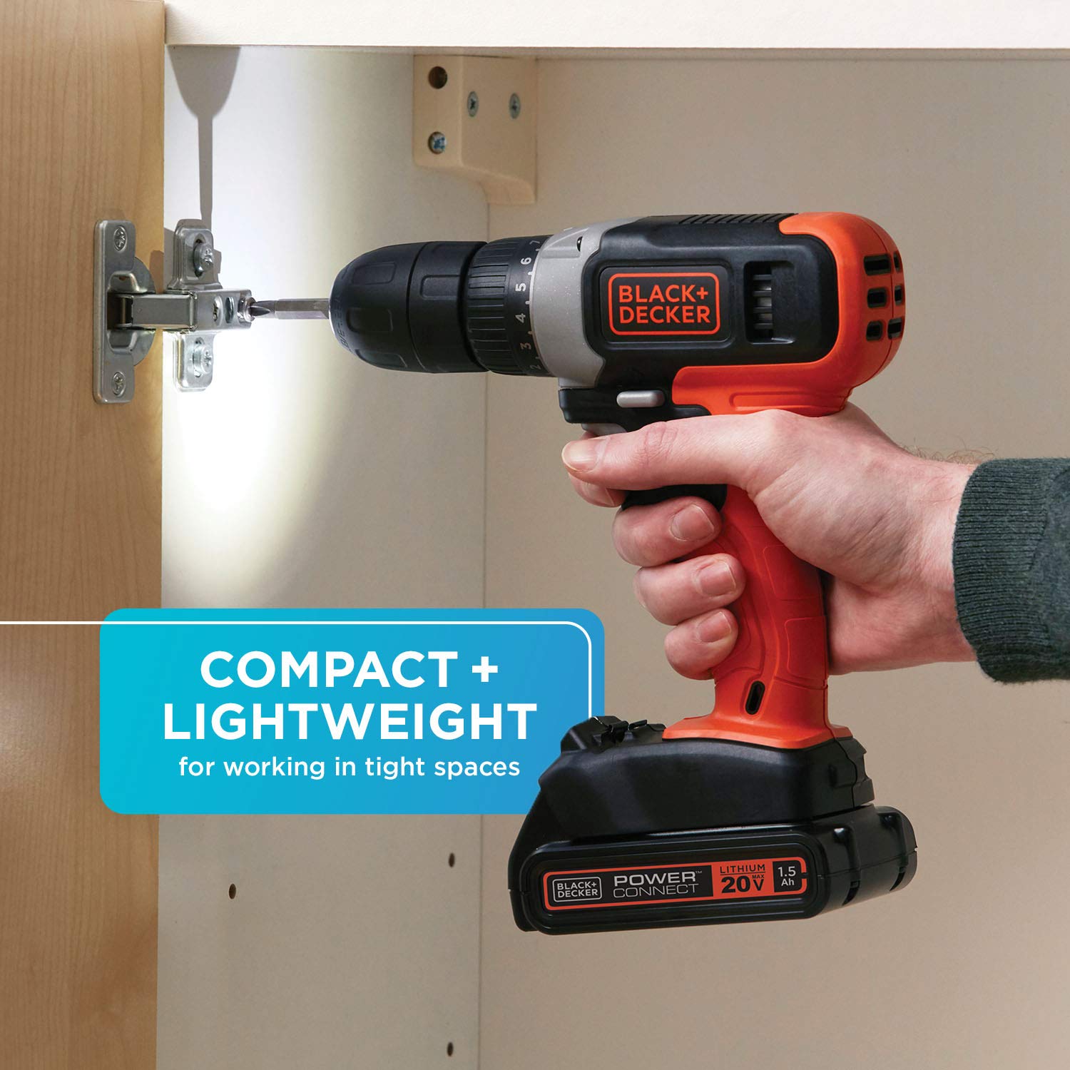 BLACK+DECKER 20V MAX Cordless Drill Kit with ?Battery, Charger, Includes Double Sided Drill Bit (BCD702C1)
