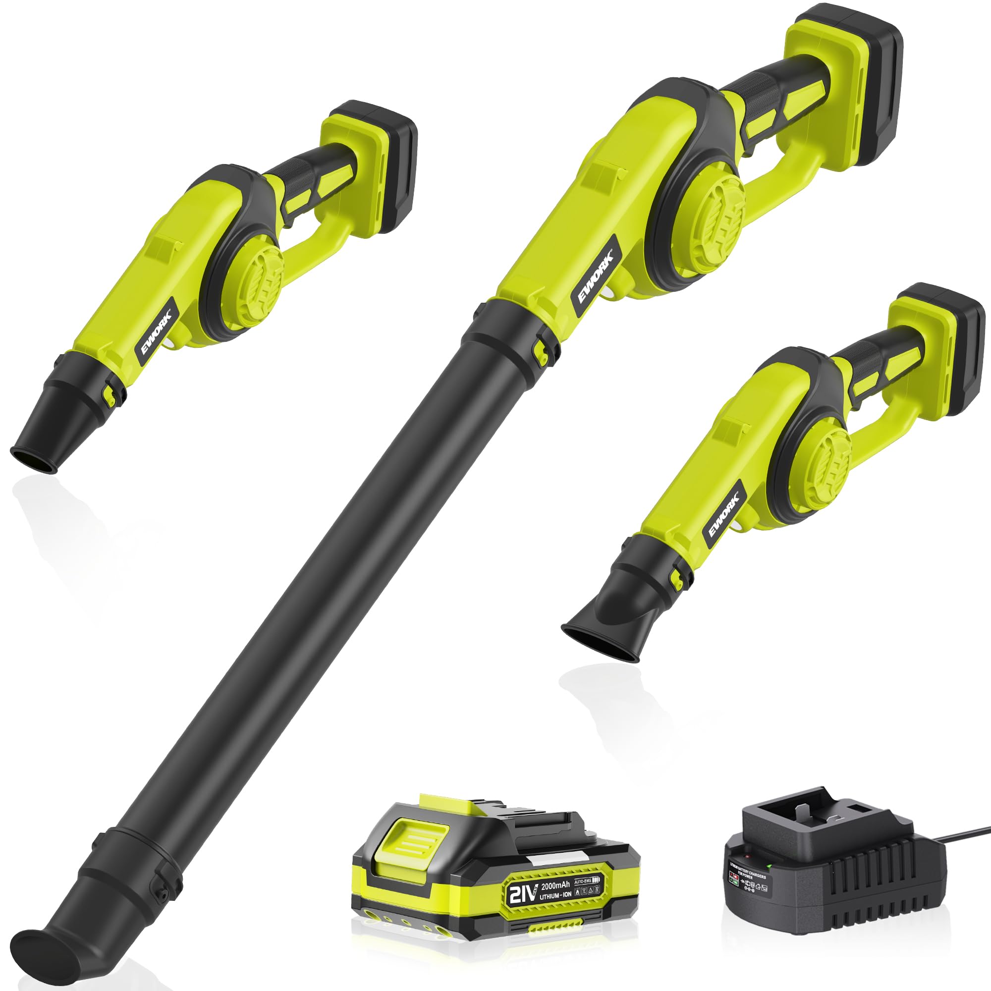 Photo 1 of EWORK Small Leaf Blower Cordless 21V Mini Leaf Blower 200 MPH with Battery and Fast Charger, Lightweight Electric Leaf Blowers, Compact Blower for Jobsite, Patio Cleaning, Lawn Care, Blowing Leaves