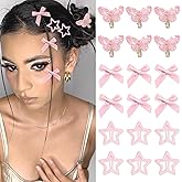 YAEISM 18PCS Pink Hair Clips Metal Non Slip Star Hair Snap Clips Aurora Butterfly Hairpin Y2K Hair Barrettes for Girls Women