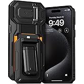 VRS DESIGN Origin Wallet Card Holder Case [3 Cards] for iPhone 15 Pro Max (2023), Rugged Semi-Automatic 3-Card Slot & Kickstand Case (Matte Black)