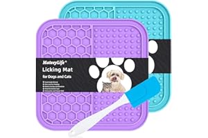 MateeyLife 2PCS Small Lick Mat for Dogs and Cats, Licking Mats for Dog Anxiety Relief, Cat Peanut Butter Lick Pad for Boredom Reducer, Dog Treat Mat Perfect for Bathing Grooming Purple&Light Blue