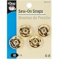 Dritz 80-21-35 Sew-On Snaps, Brass, Size 10 4-Count