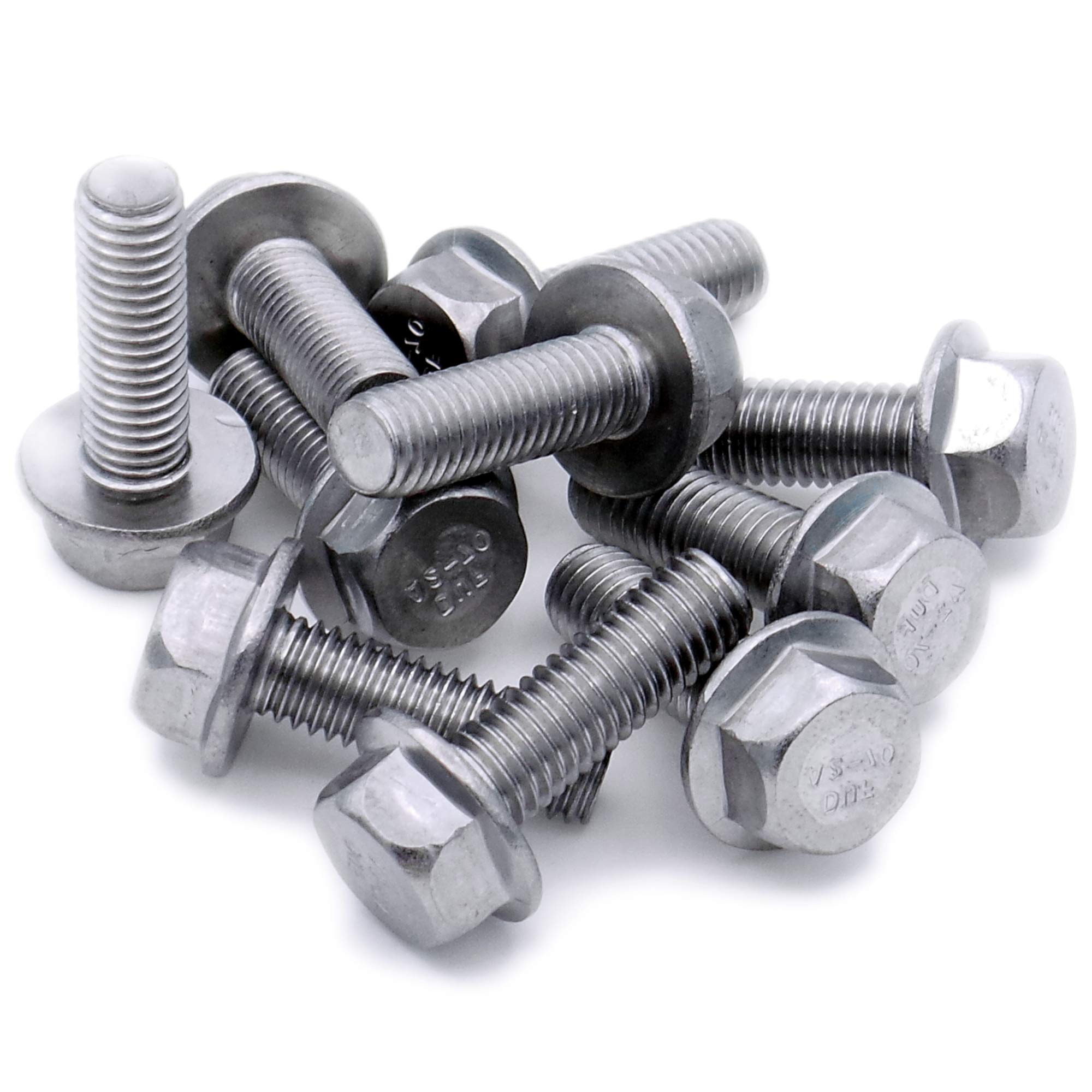 M5 (5mm x 45mm) Flanged Hex Bolt (Fully Threaded Setscrew) - Stainless Steel (A2) (Pack of 10)