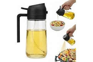 Glass Oil Sprayer for Cooking, Oil Dispenser for Kitchen, 2 in 1 Oil Sprayer for Cooking, Air Fryer, BBQ, and Salad, Easy to 