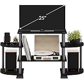 Furinno Turn-N-Tube Rounded Corner TV Entertainment Center, Black/Grey