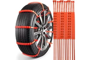 SAMULE Snow chains for Car/Suvs/Trucks/Pickups with 12PCS Reusable Snow Tire Chains Universal Car Tire Chains Emergency Anti Slip Adjustable Tire Chain for Snow, Rain, Sand, Mud (12)