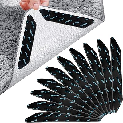 ZTMY Anti-Slip Rug Gripper 10 Piece Set – Reusable Carpet Corner Tape for