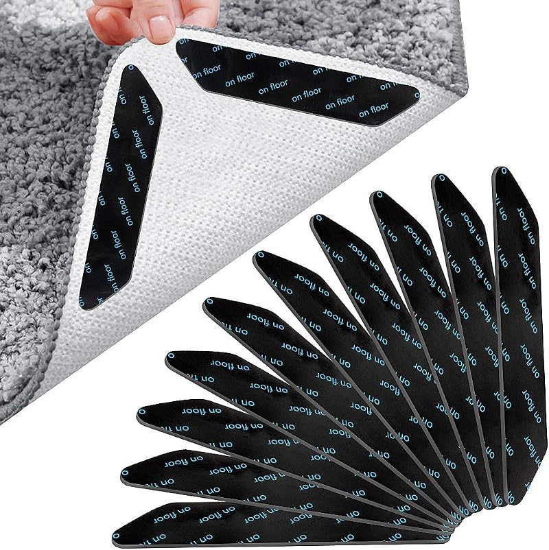 ZTMY Anti-Slip Rug Gripper 10 Piece Set – Reusable Carpet Corner Tape for