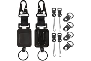 CB Microphone Retractable Holder, 2 Rugged Microphone Clips with Swivel Joints, 4 D-Rings and 4 Adjustable Lanyards for Truck