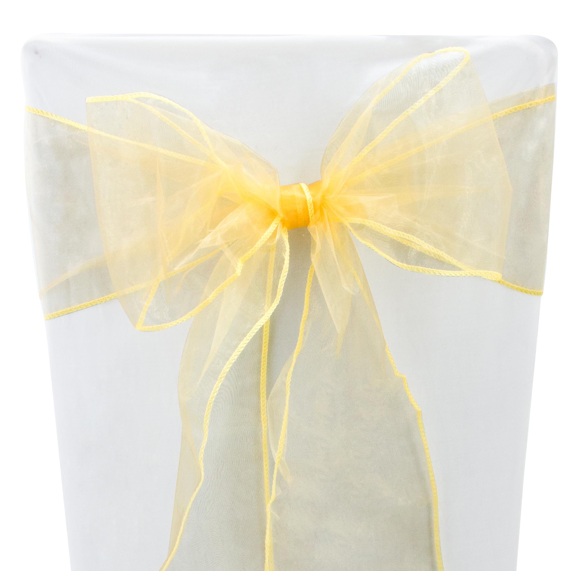 Time to Sparkle 50PCS 17x280cm Organza Chair Sashes Wider Fuller Cover Party Decoration Bow Sashes for Wedding -Precious Gold