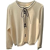 GORGLITTER Women's Bow Button Up Fall Short Cardigan Sweater Dressy Trendy Cute Long Sleeve Cable Knit Light Sweater Top Apricot Medium