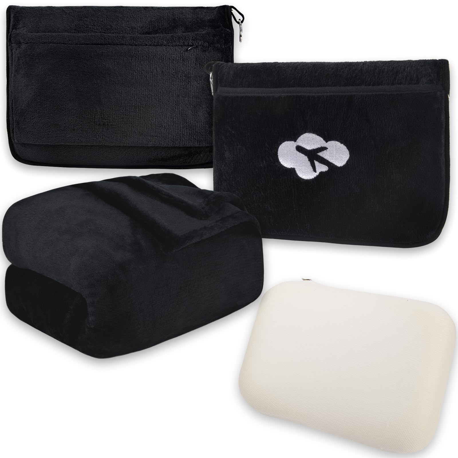 Photo 1 of **NO COVERS**Blanket Pillow for Airplane Travel Essentials - 3 In 1 Travel Blanket and Pillow Set for Women Gift, Plane Compact with Bag for Long Flight, International Traveler Must Haves Flying Accessories?Black?