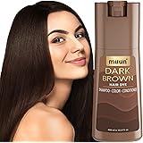 Muun Dark Brown Hair Dye Shampoo - 3-In-1 Ammonia Free Hair Color Shampoo for Gray Hair Coverage for Women and Men in minutes