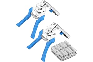 MAHIONG 2 PCS Type M Nail Ring Pliers with 1200pcs M Clips, Multifunction Cage Clamp, Hog Ring Kit Repair Hand Tools for Fenc