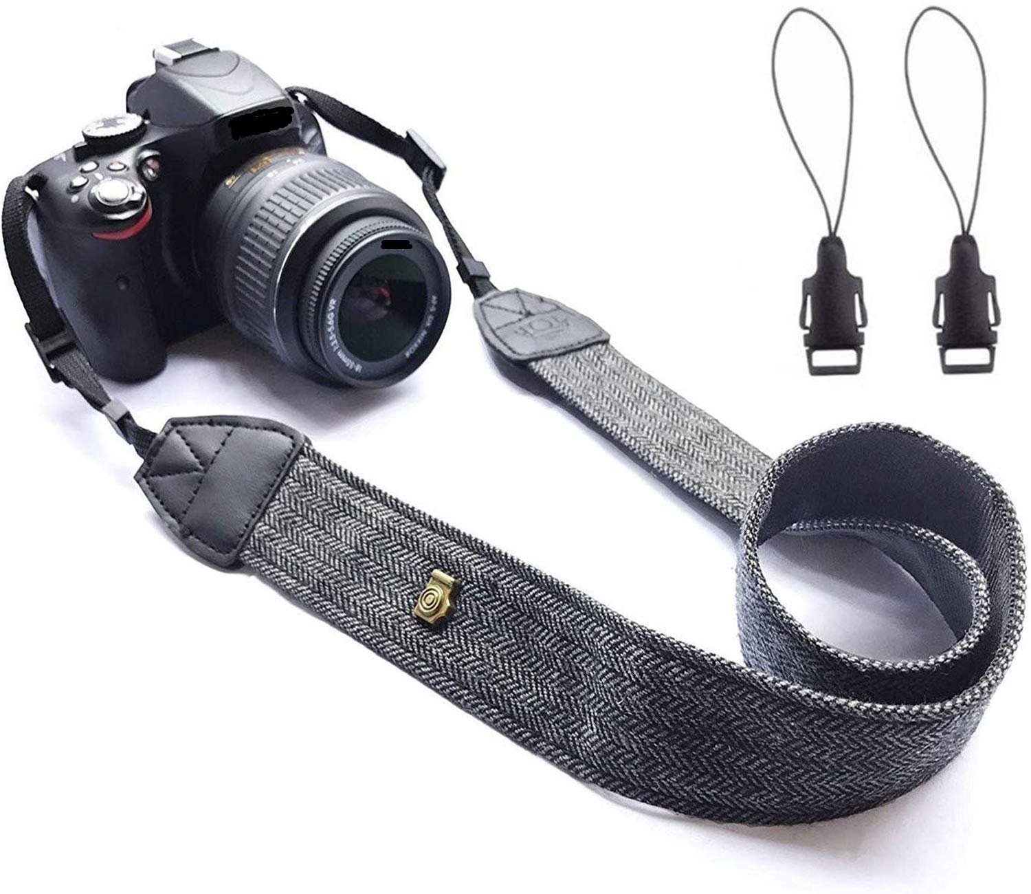 WANBY Camera Strap Black Canvas Neck Shoulder Strap with Quick Release Buckles for DSLR SLR