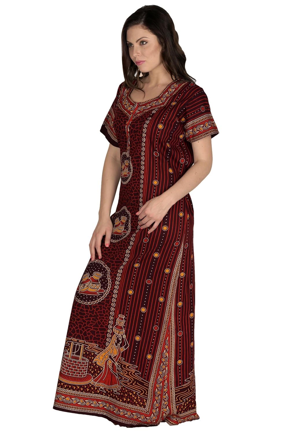 secret wish women's cotton brown nighty, nightdress