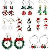 20 Pcs Christmas Holiday Earrings, Christmas Tree Bow Jewelry Pairs Sets for Women Christmas Dangle Earrings Set Christmas Earrings Studs for Women Xmas Jewelry Charm Gifts
