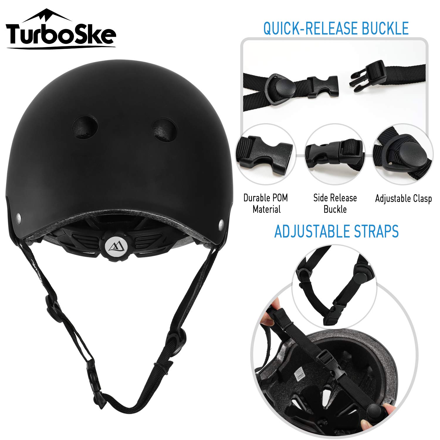 Skateboard Helmet, BMX Helmet, Multi-Sport Helmet, Bike Helmet for Kids, Youth, Men, Women