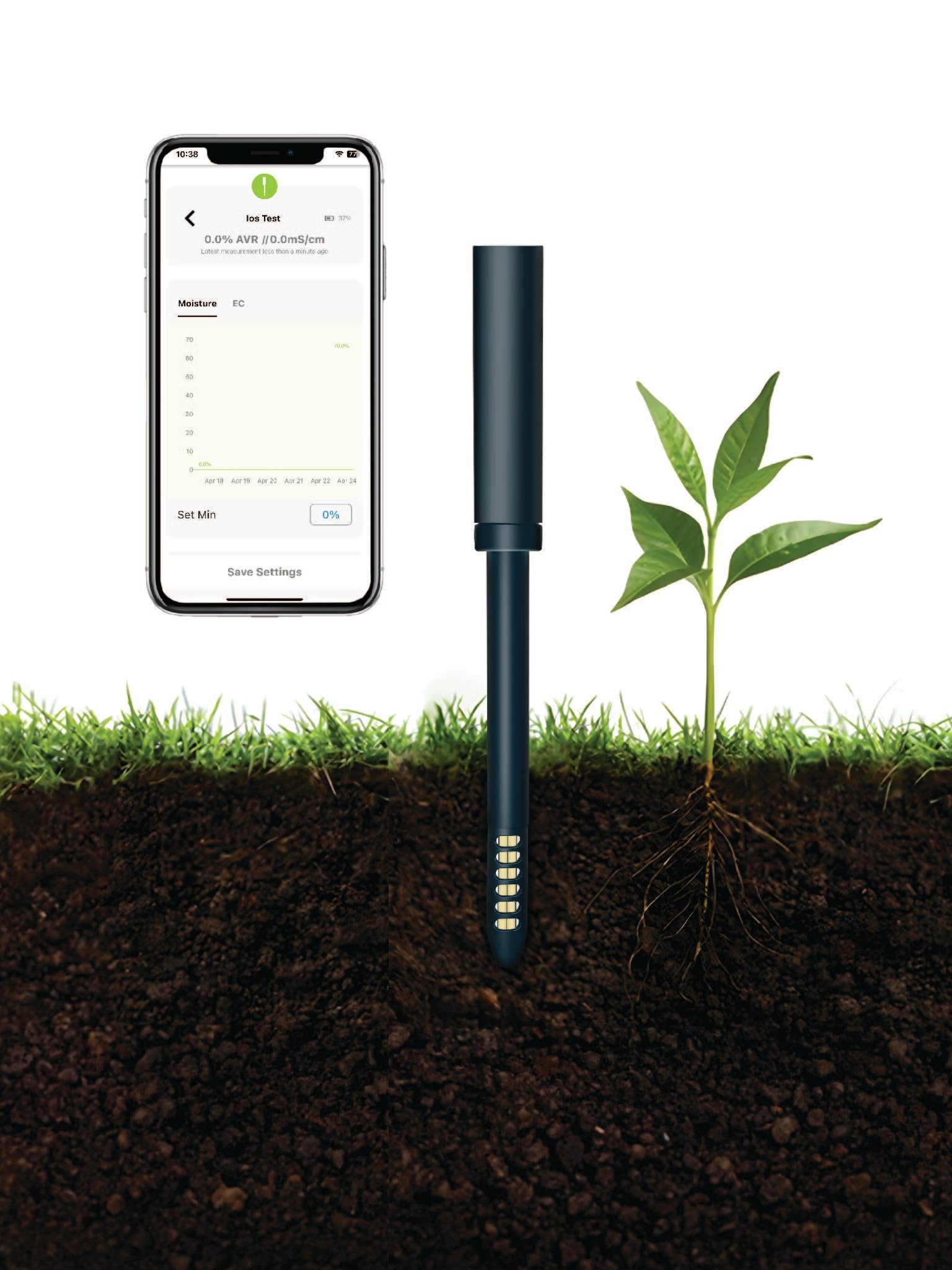 iBebot SoilQuality - Soil Sensor for Grow Rooms with Nutrients and Moisture Tracking for Indoor/Outdoor Pot for Greenhouse Gardening, Growing Flowers, Bonsai Trees, Cactus, Compost, Potting Mix Tester