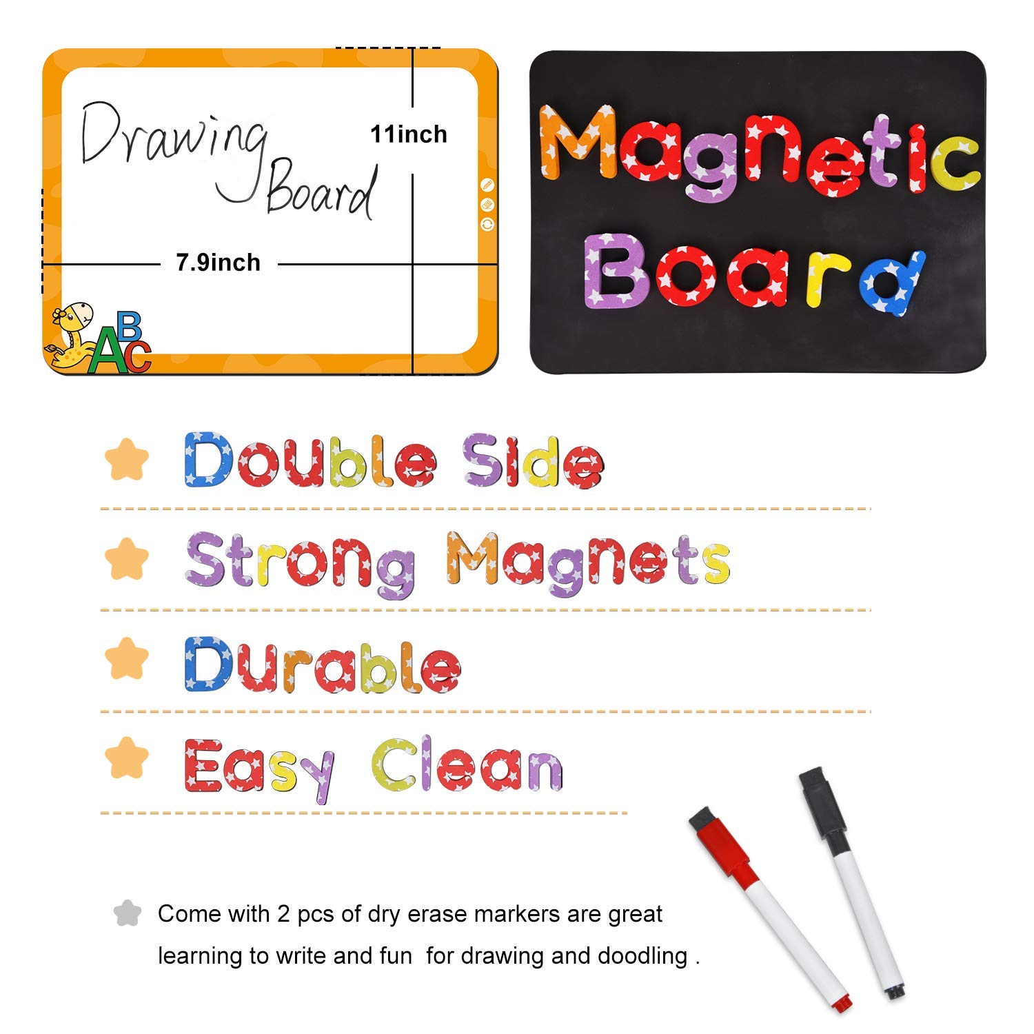 Magnetic Letters and Numbers-138Pcs Kids Educational Alphabet Refrigerator Magnets-Gift Set with Dry Erase Magnetic Board,Best Preschool Learning Toys for Kids Spelling,Counting,Color Recognition