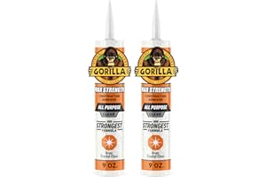 Gorilla Max Strength Construction Adhesive, Clear Glue, 9 Ounce Cartridge (Pack of 2) - Gap Filling and Waterproof