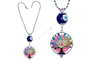 LUCKBOOSTIUM Essential Oil Diffuser for Car, Automobile Hanging Evil Eye Aromatherapy Diffuser Cage Pendant with Scent Pad, Aroma Diffusers, Small Car Diffuser Locket Charms for Anxiety Relief