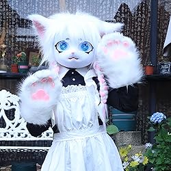 hbbhml Animal Cat Head Mask Fursuit Cute Plush