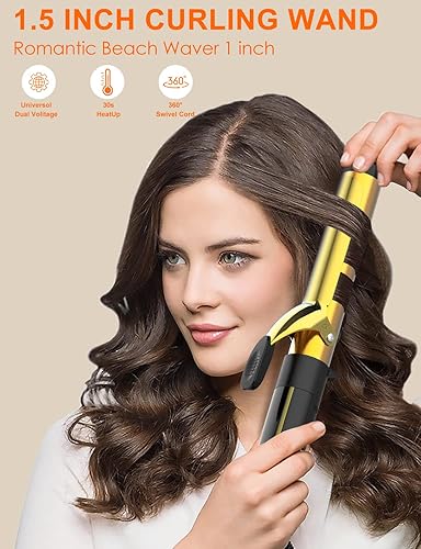 NOATOKE Curling Iron, Hair Waver Hair Crimper with PTC Fast
