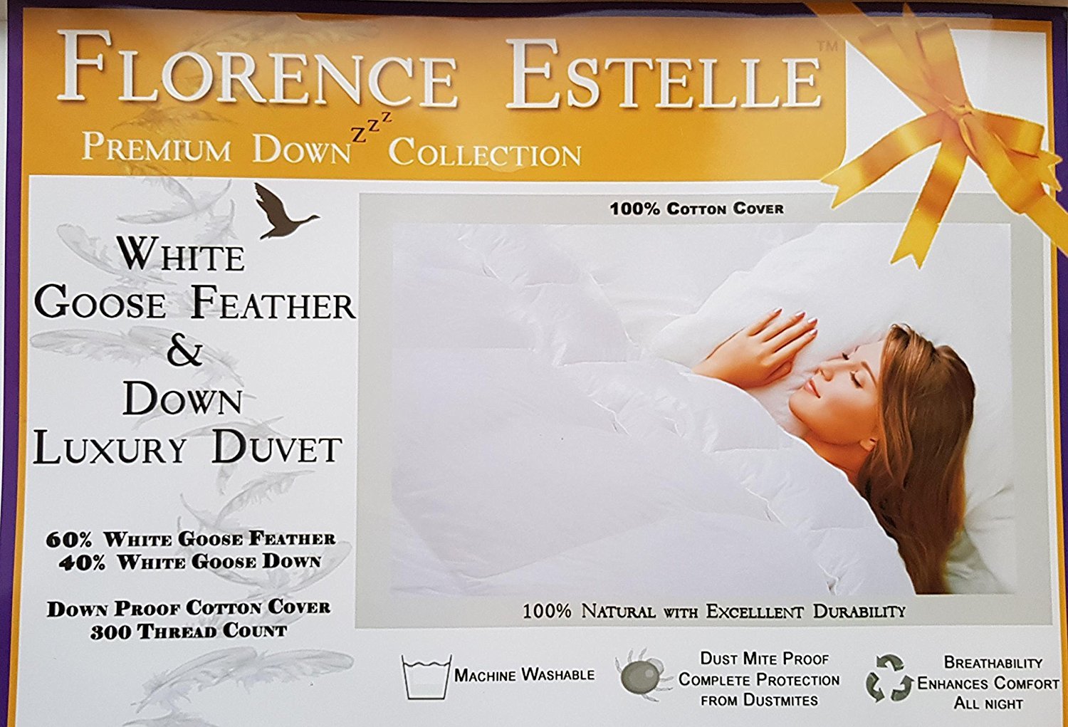 Home & Bath Co. Luxurious Goose Feather and Down 13.5 Tog Duvet Comfort & Warmth Without the Weight - 40% White Goose Down Winter Quilt -(Double)