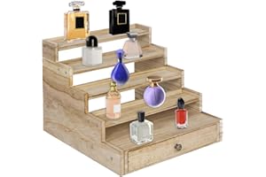 BSRTOP Cologne Organizer Display Stand for Men: 5 Tier of Elevated Cologne Perfume Display Storage Shelf with Drawer