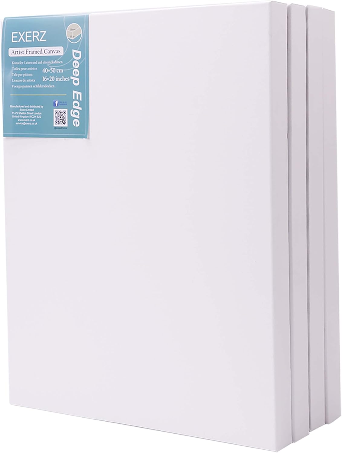 EXERZ 40x50cm Canvas Deep Edge 4pk Artist Framed 3.8cm Thick 380GSM Pre-Stretched 100% Cotton/Blank/Triple Primed/Acid Free/Medium Grain//Acrylic