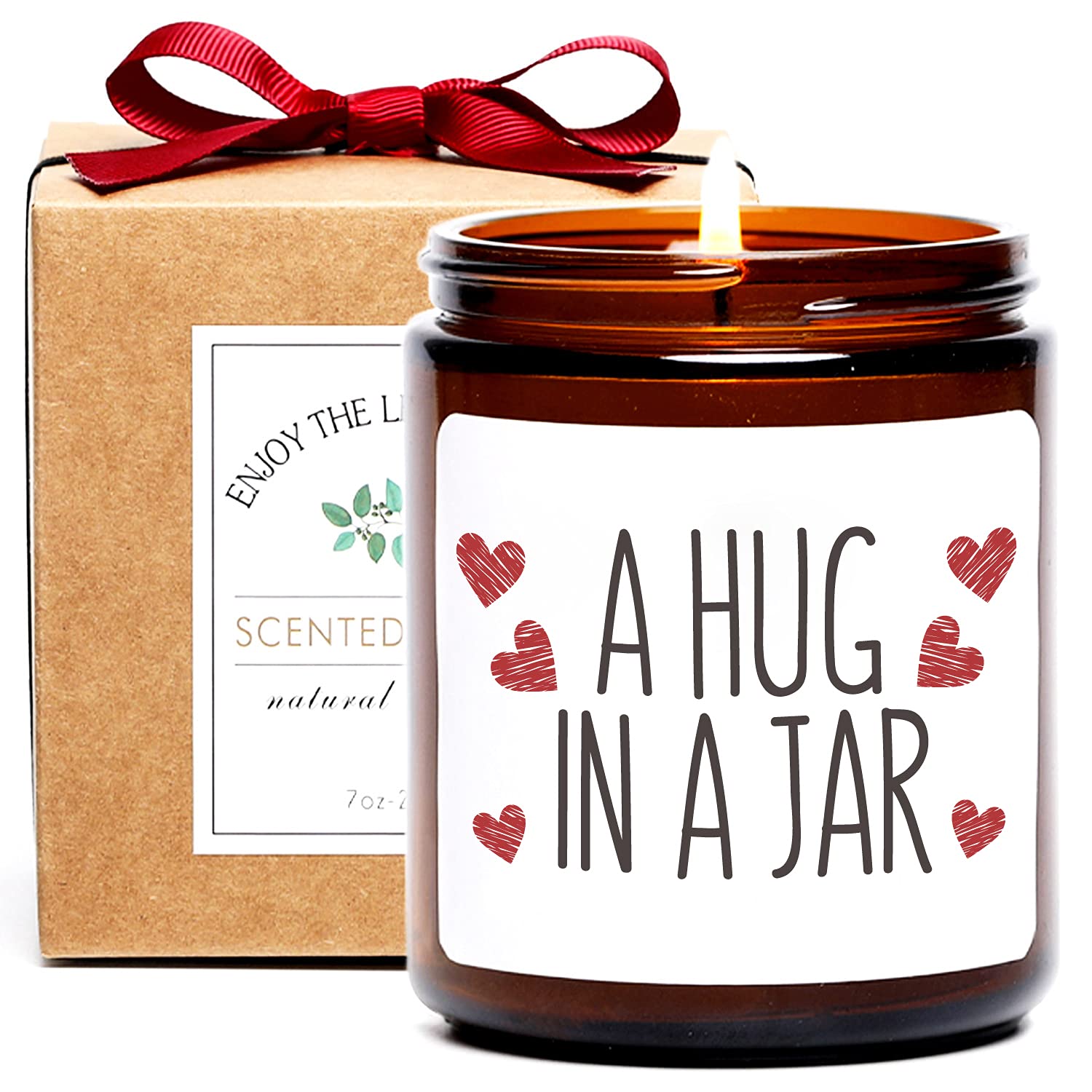 Thinking of You Gift, A Hug in a Jar Scented Soy Candle, Inspirational Positive Wishes Encouragement Gift Get Well Soon Present, Condolence, Relaxing, Divorce Gifts for Women Friends Daughter