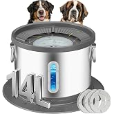UPSKY 14L No Spill Dog Water Bowl, Spill Proof Slow Drinking for Large Dogs | Extra-large Capacity, 304 Stainless Steel, Dual-suction Anti-slip Base, Floating Disk, Water Window, For Messy Drinkers, Grey
