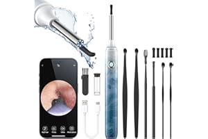 LENGIN Ear Wax Removal, Ear Cleaner with Camera and Light, Ear Wax Removal Kit with 7 Pcs Ear Set, 1080P Otoscope, Ear Cleaning Tool with 6 Ear Spoon, Ear Camera for iPhone & Android Phones