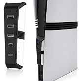 USB Hub for PS5 Pro Console, 5-Port USB Expansion Adapter with 3 USB 2.0 Ports and 2 Type-C Ports, Plug and Play USB Splitter for Controllers, Headsets, Keyboard, Mouse and Gaming Accessories