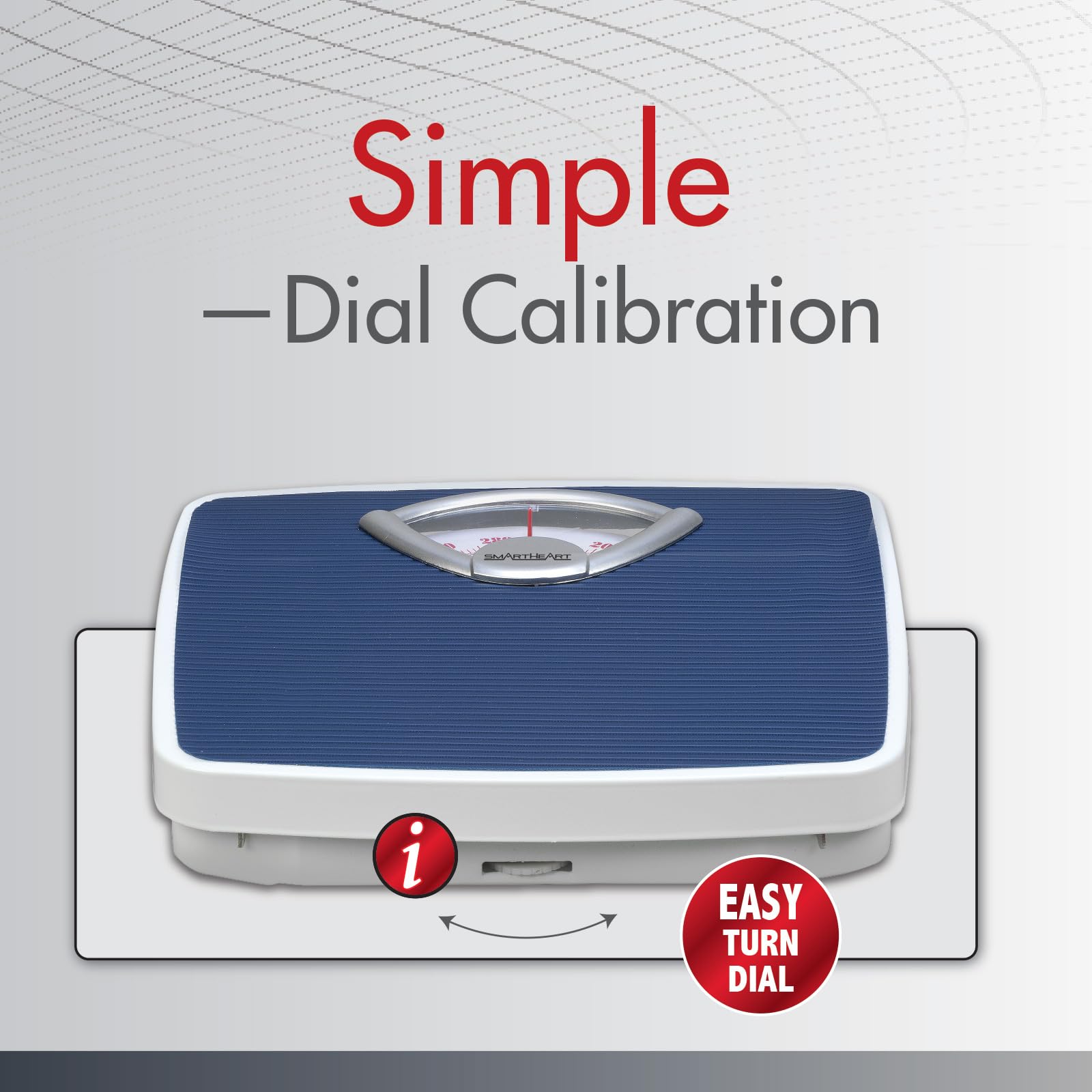 SmartHeart Analog Body Weight Scale | Mechanical Scale | 286 lbs / 130 kg Capacity | Non-Skid Platform | Easy Dial Calibration | No Batteries Needed