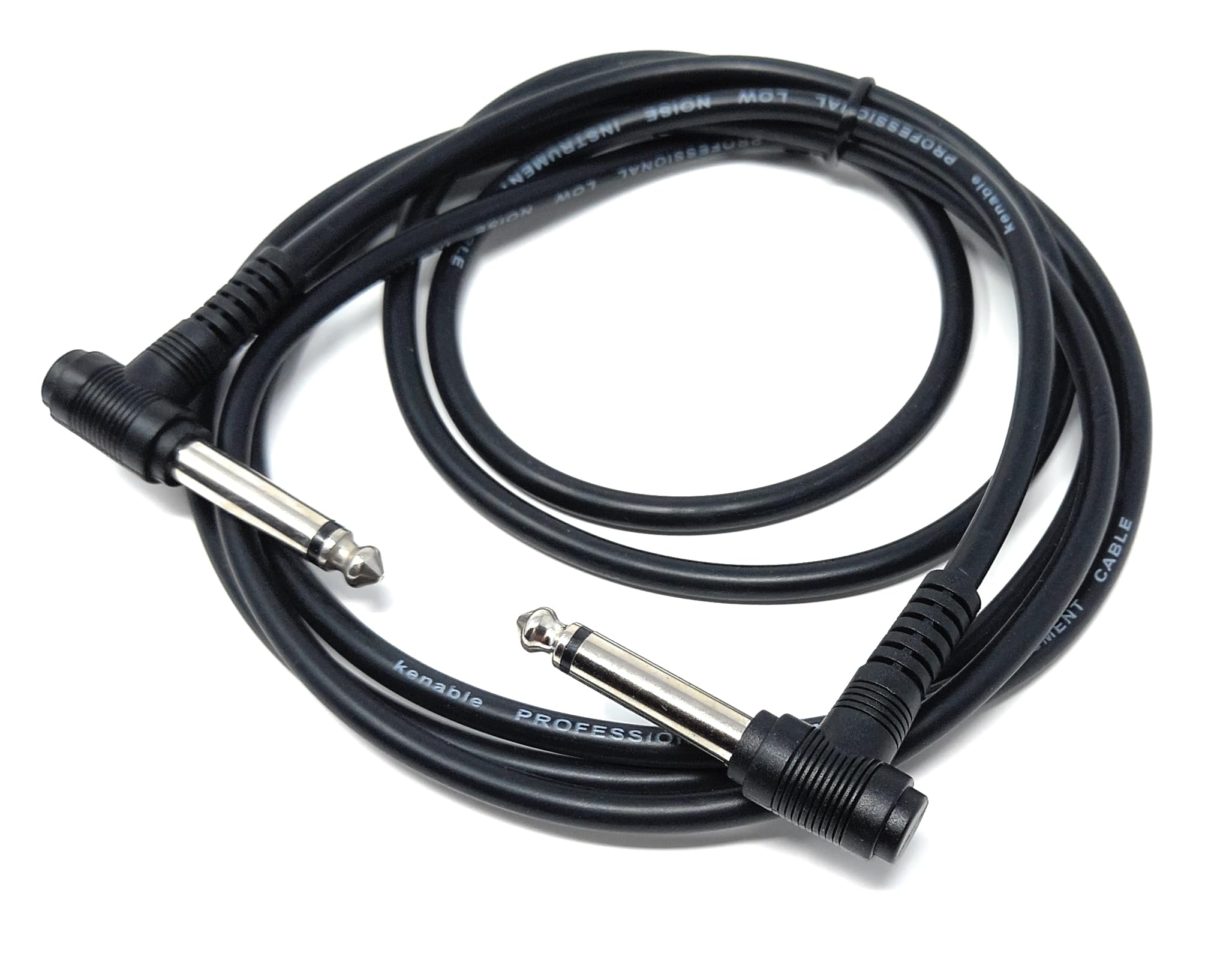 DRUT 2m 6.35mm 1/4" TS Mono Jack to Jack Plug Lead for Guitar, Amplifiers, Music Instruments, Speakers, Microphone Cable Dual Right Angle, Black 6.5ft