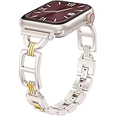 Wearlizer Compatible with Apple Watch Band 41/40/38/44/45/46/49/42mm Women, Dressy Stainless Steel Metal Jewelry Designer Gold Silver Chain Strap for iWatch Series 11 10 9 8 7 6 5 4 3 SE/Ultra 3 2 1