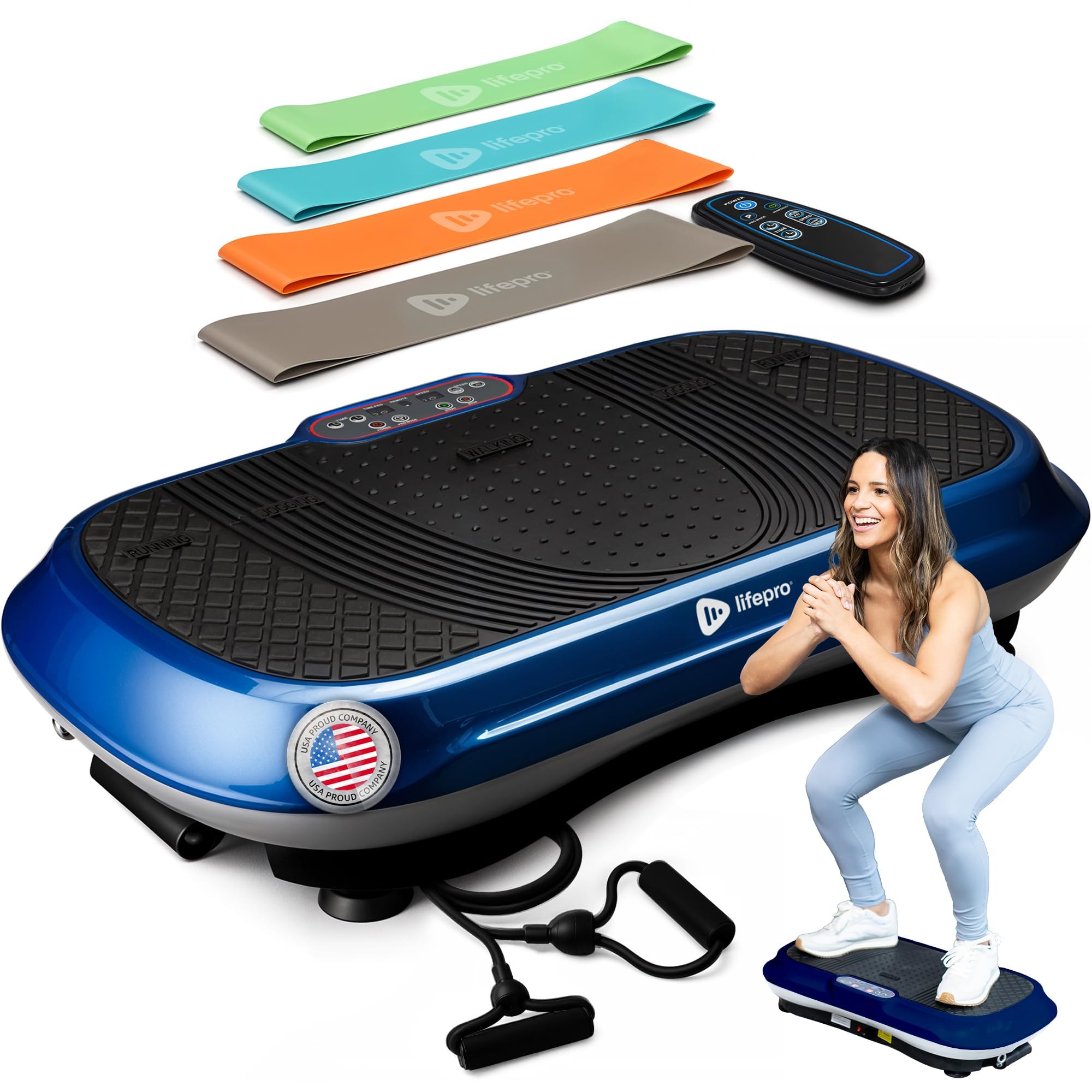 Lifepro Waver Vibration Plate Exercise Machine for Lymphatic Drainage, Muscle Activation, Full-Body Workout Vibrating Platform with Loop Bands, Fitness Equipment for Strength Toning & Fat Loss