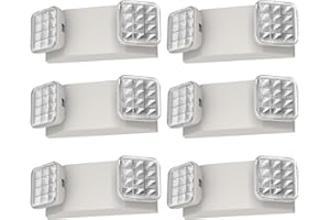EXITLUX 6 Packs LED Emergency Lights with Battery Backup, Two Head Adjustable Square LED Emergency Lighting for Home/Business, UL 924 Certified-Wall Mount, Hard Wired, 120-277V, Fire Resistant.