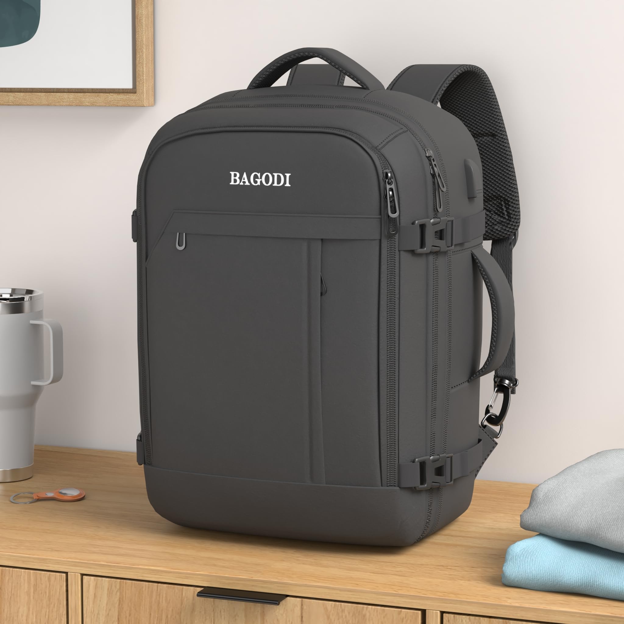 bagodi travel backpack Mua Carry On for Men & Women, 42L Flight Approved Backpack with USB Port, Anti-Theft Design, 4 Packing Cubes, Expandable Water-Resistant 17 Inch Laptop Bag for Business, Weekend, Hiking trên Bellroy All-Conditions Pocket Review Size:International:26L meta-infinityprice-545